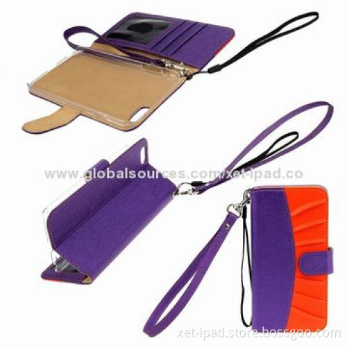 Folding Stand Wallet Cases for iPhone 6, Made of PC, PU Leather MaterialsNew